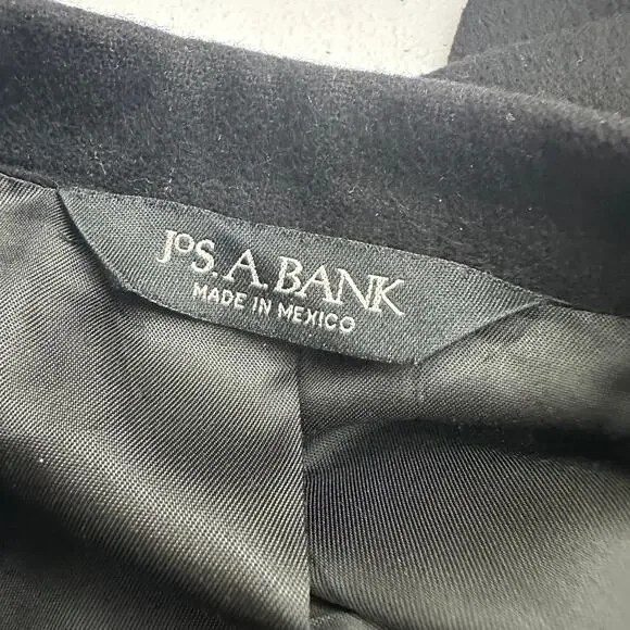 Jos A Bank Mens Blazer Size 44R Black Cashmere Structured‎ Tailored Jacket
